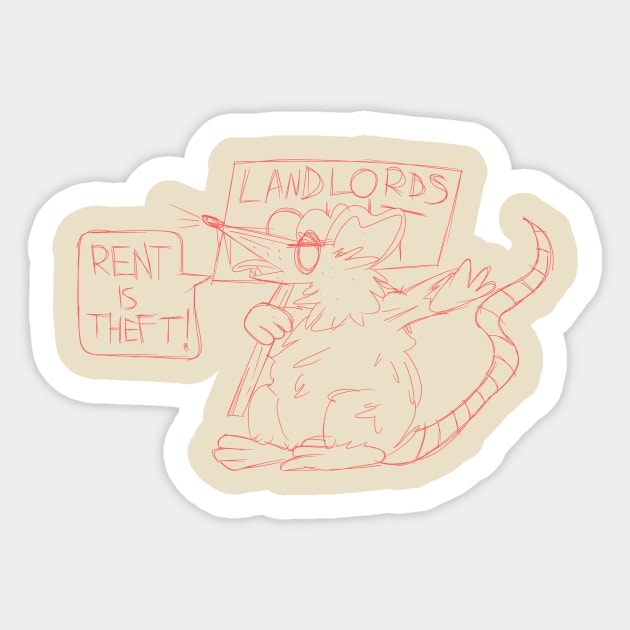 Rent is Theft Rat Sticker by colbywren